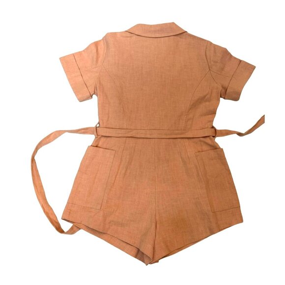 New DuParadis Coral‎ Pink Short-Sleeve Collared Romper Size M - Picture 6 of 6